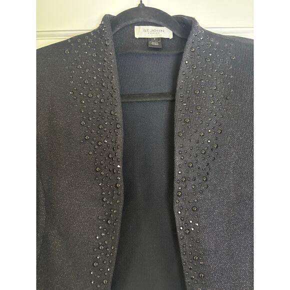St. John Dress & Jacket Set Sz 6 Black Embellished Knit Evening Outfit - Picture 9 of 16